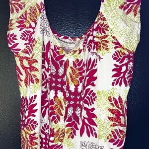 Manuhealii Sleeveless Green and Red Tank Top